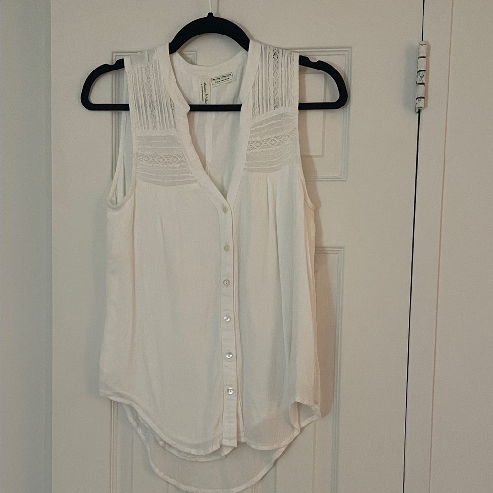 Anthropologie Cream Sleeveless Blouse